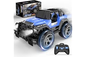 DEERC DE42 Remote Control Car RC Racing Cars,1:18 Scale 80 Min Play 2.4Ghz LED Light Auto Mode Off Road RC Trucks with Storage Case,All Terrain SUV Cars Toys Gifts for Boys Kids Girls Teens,Blue