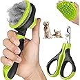 3PCS Cat Grooming Kit | Brush for Shedding | Nail Clipper | Trimmer | Bath Brush for Long and Short Haired Indoor Cats - Premium Supplies