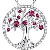 Tree of Life Necklace for Her Valentines Day Birthday Gifts Wife February March Birthstones Amethyst Aquamarine Jewelry for Women 925 Sterling Silver