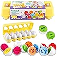 LOOIKOOS Matching Eggs for Toddlers-12PCS Preschool Educational Learning Color & Number Recognition Sorting Skills,Easter Gifts Basket Stuffers