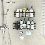 Yazoni Corner Shower Caddy No Drilling Adhesive Shelf 2 Pack Black view 6