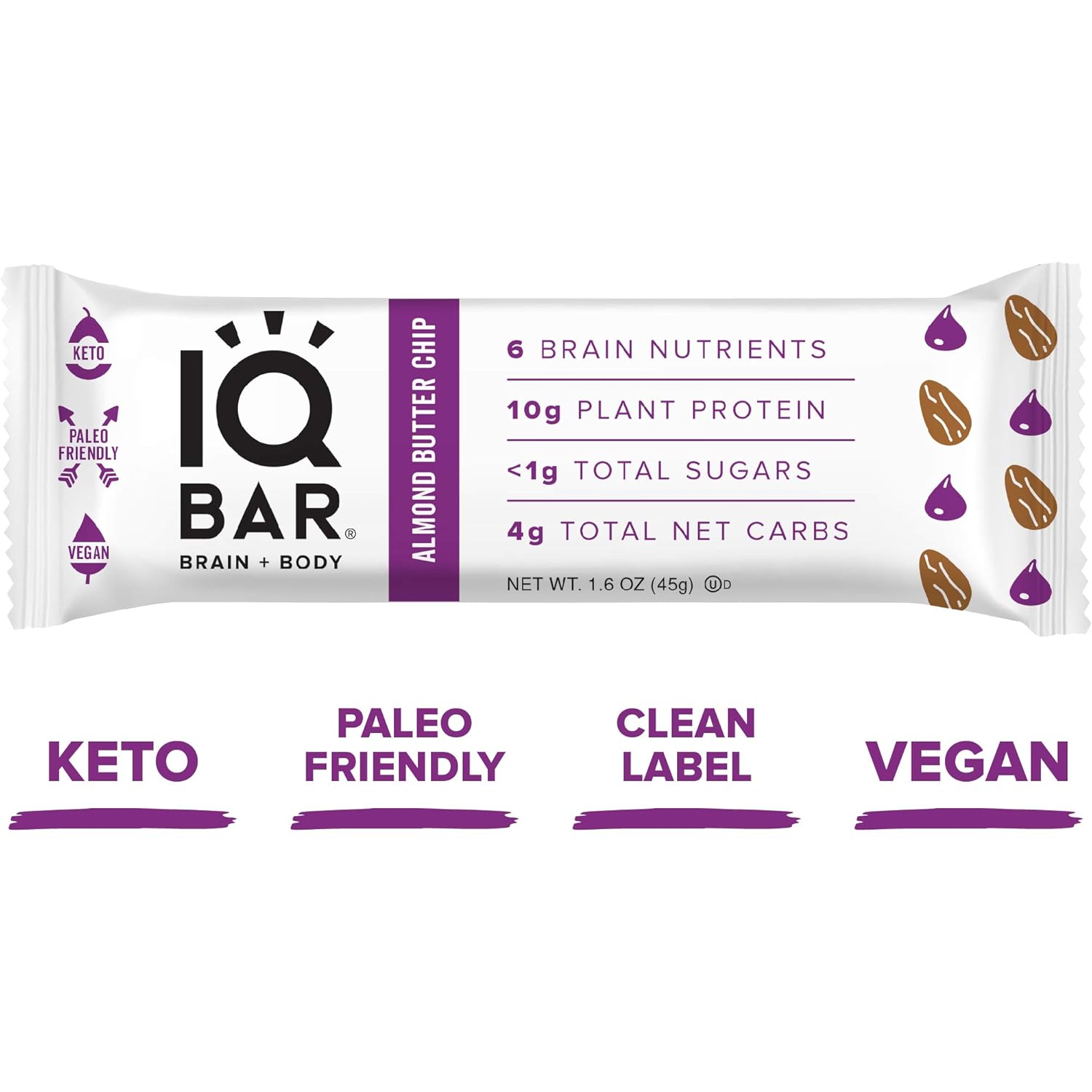 IQ BAR, Vegan Gluten Free Keto Bars Low Carb Protein Bars, Healthy