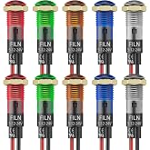 FILN 10PCS 8mm 5/16" Small 12V LED Indicator Lights IP67 Waterproof 5-24VDC | Low Power Pilot Lights Panel Mount for Truck, Boat, Marine, Dashboard,DIY Projects(Red/Green/Yellow/Blue/White Each 2PCS)