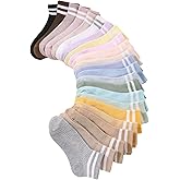 OYOANGLE Women's 10 Pairs Striped Crew Socks Set Comfortable Sports Athletic Sock