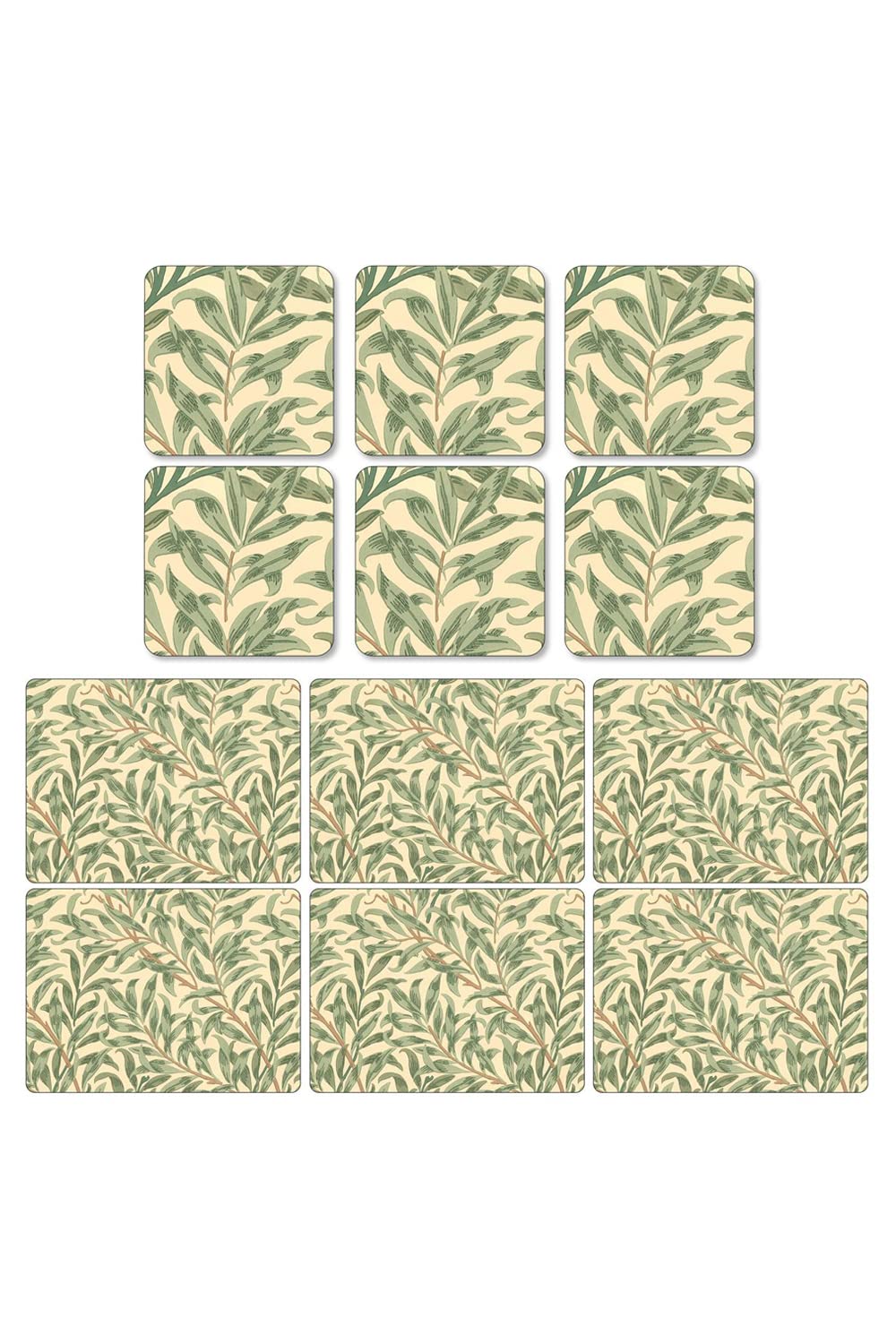 Pimpernel Willow Boughs Green Placemats and Coasters Set
