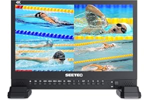 SEETEC 4K156-9HSD 15.6 Inch Broadcast LCD Monitor with IPS UHD 3840x2160 SDI Input and Output 4xHDMI Inputs Quad Split Display