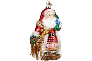 Old World Christmas Ornaments: Assortment of Santas Glass Blown Ornaments for Christmas Tree, Nordic Santa 5.5 Inches