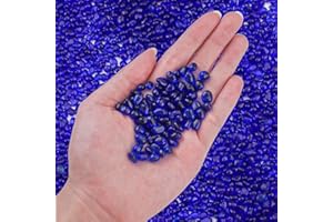 Keedolla 15 Oz Aquarium Glass Marbles Fish Tank Rocks, Decorative Glass Pebbles Gemstones for Aquarium Gravel Fish Tank Stones Vase Fillers DIY Crafts - Cobalt Blue
