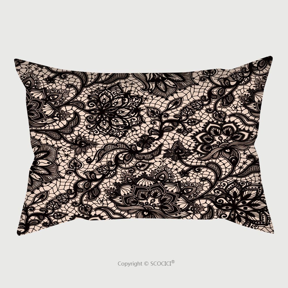 Custom Satin Pillowcase Protector Abstract Seamless Lace Pattern With Flowers And Butterflies Infinitely Wallpaper Decoration 346753226 Pillow Case Covers Decorative