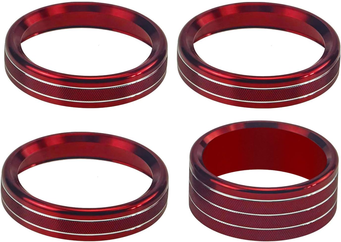 Sporthfish 4Pcs Interior Audio Air Conditioning Twist Switch Ring Control Button Decoration Cover Ring for 2018 2019 Jeep Wrangler JL JLU (Red)