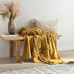 PANDATEX 100% Cotton Tufted Throw Blanket with