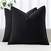 MIULEE Decorative Linen Pillow Covers 20x20 Inch Black ​Boho Farmhouse​ ​Neutral Couch Throw Pillows for Halloween Bed Pack of 2 Accent Modern Pillowcase Sofa Livingroom Home Decor