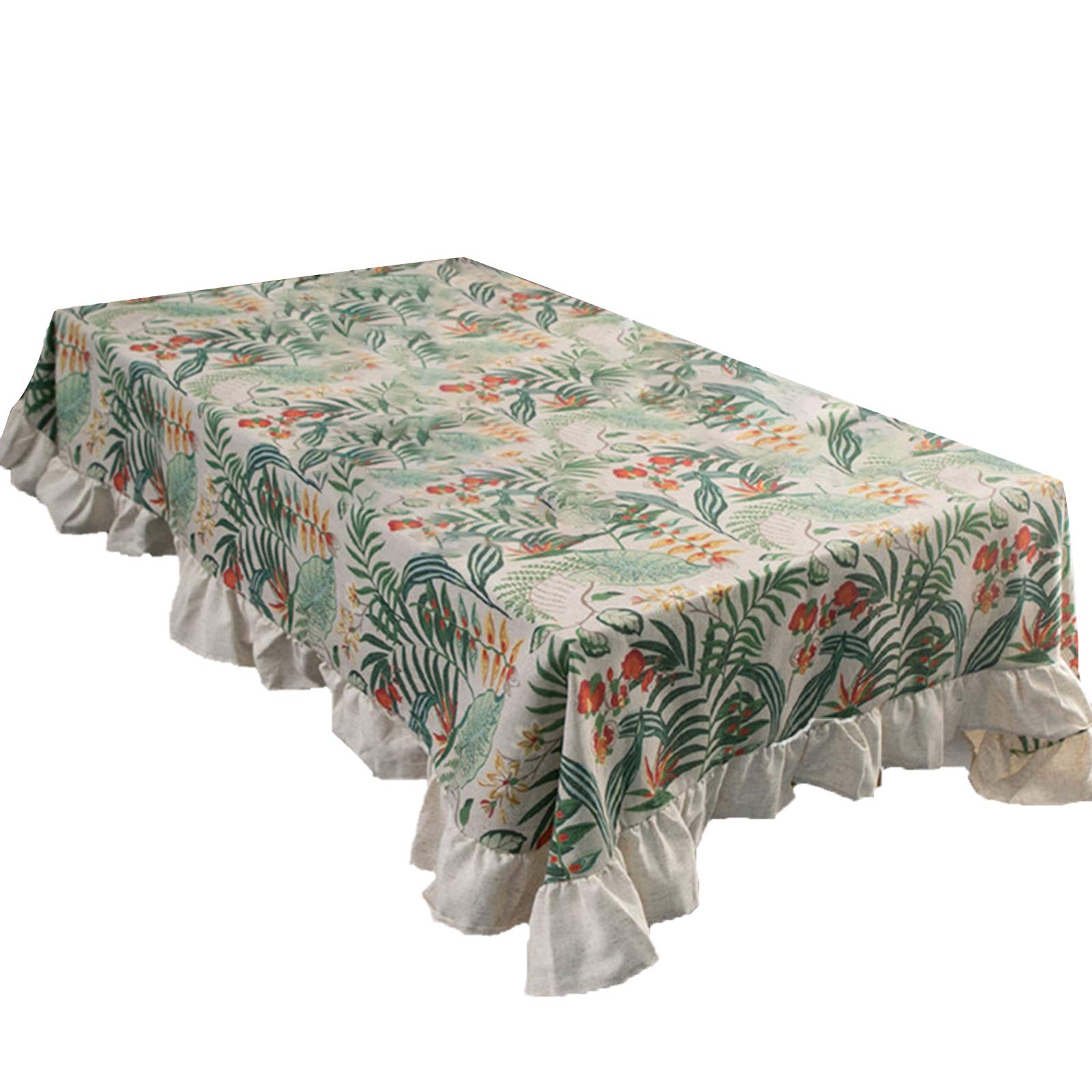 rismart Ruffle Square Linen Table Cloth Cover Tablecloth for Tabletop Desk Adornment Multicolour 140 x 260 cm — image 1