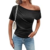SHEWIN Going Out Tops for Women Sexy Short Sleeve Off Shoulder Top Pullover Womens Summer Tops 2026