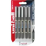Uni-Ball Eye Micro UB150 Stylo Roller Noir - Lot De 5 - Écriture Fine Et Fluide