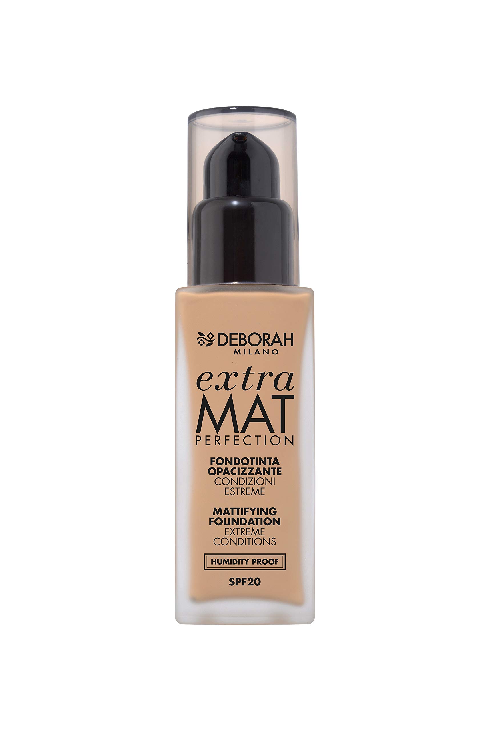 Deborah Foundation Extra Mat Perfection N.3.3 Gold Finish Matt, Texture No Transfer and Moisture Proof, SPF20-30 ml