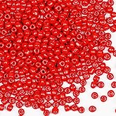 Red Color 4mm Seed Beads About 1600pcs/110Grams in Bag, 6/0 Glass Craft Beads for Earring Making Bracelet and Necklace （Red）