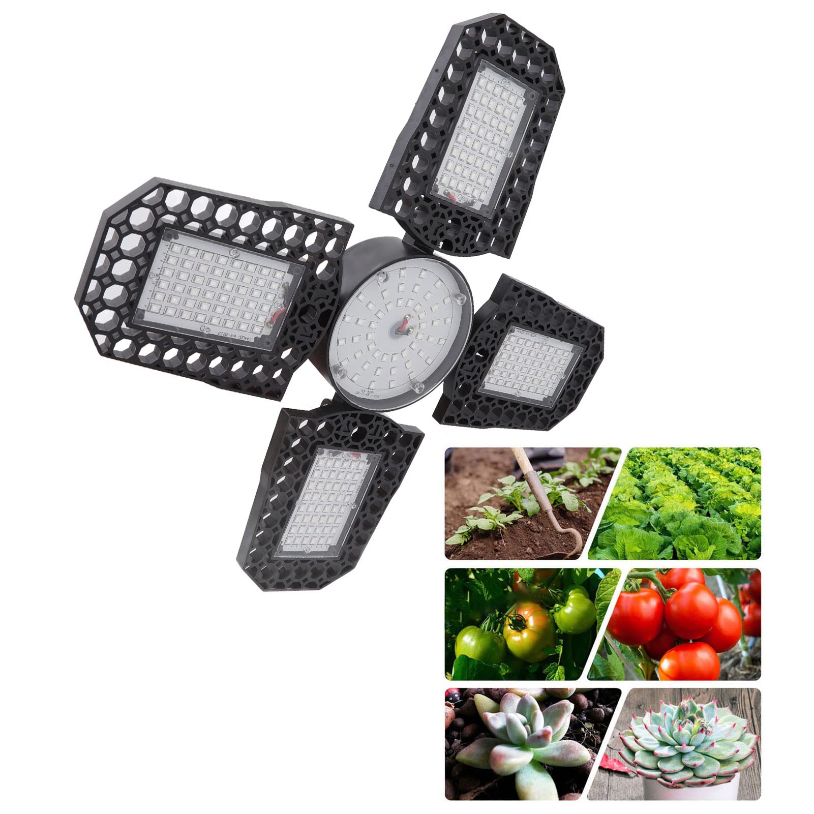 Fyearfly Led Grow Lights for Plants, 150W 4 Lamp Blades Folding Plant Growing Lamps, Red Blue Spectrum Plant Light with E27 Base for Indoor Plants Greenhouse