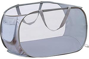 Aplter Collapsible Laundry Baskets Pop Up Laundry Basket Portable Mesh Laundry Hamper for Home, Dorm, Travel, Cruise Grey