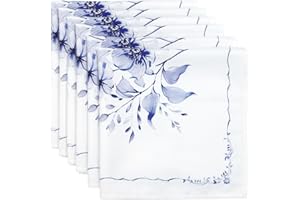 Arquiel Blue Flower Cloth Napkins 100% Cotton, 18" X 18" Napkins Cloth Spring Color, Washable Napkins for Dinner Table Kitche