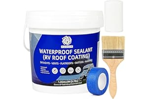 ROSEUP RV Roof Sealant & Coating – Liquid Rubber Waterproof Sealant for RV, Camper, Trailer Roof Repair, Leak Proof, DIY Application – 1 Gallon Kit