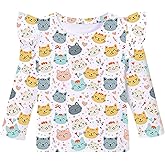 Tkria Girls 3D Graphic Shirt Toddler Colorful Summer Tank Top Cool Ruffle Sleeeve Tee Kid Unicorn Rainbow Dinosaur Cat Outfit