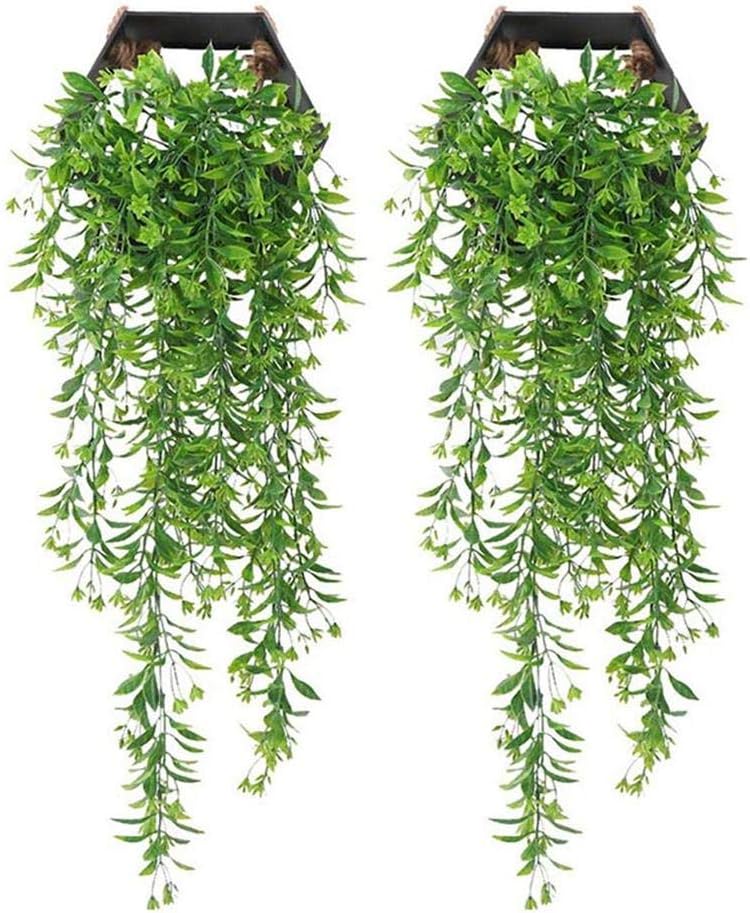 Phononey 2PCS Artificial Trailing Plants Artificial Rattan Wall Hanging Admiralty Wicker Decorative Simulation Weeping Ivy Vine Rattan Vine Plants for Wall Ceiling 78CM