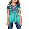 storeofbaby Girls Casual Tunic Tops Short Sleeve Loose Soft Blouse T-Shirt for 4-13 Years