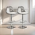 Andazododc Bar Stools Set of 2, Adjustable Swivel Barstools, 13" D x 15" W x 41" H, Counter-Height Kitchen Island Barstool, Modern Clear Acrylic Bar Chairs for Dining Room Home (Grey)