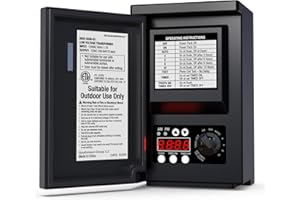 GOODSMANN Low Voltage Transformer 200 Watt with Timer, Photo Eye Sensor and Weather Shield for Outdoor Lighting 120V AC to 12V AC 9920-0200-01