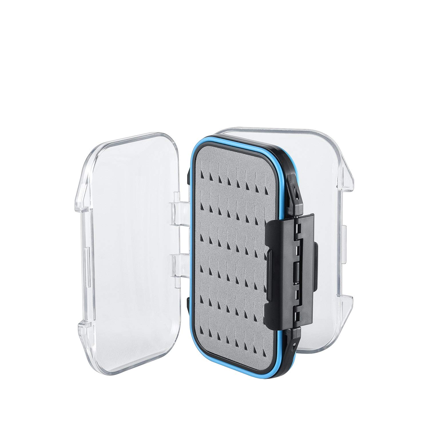 Photo 1 of Gonex Fly Boxes for Fly Fishing Jig Boxes Two-Sided Waterproof Lightweight Fly Fishing Box Easy Grip Transparent Lid Fly Fishing Lures Box, 4.1"x 3.0"x 1.2", Grey