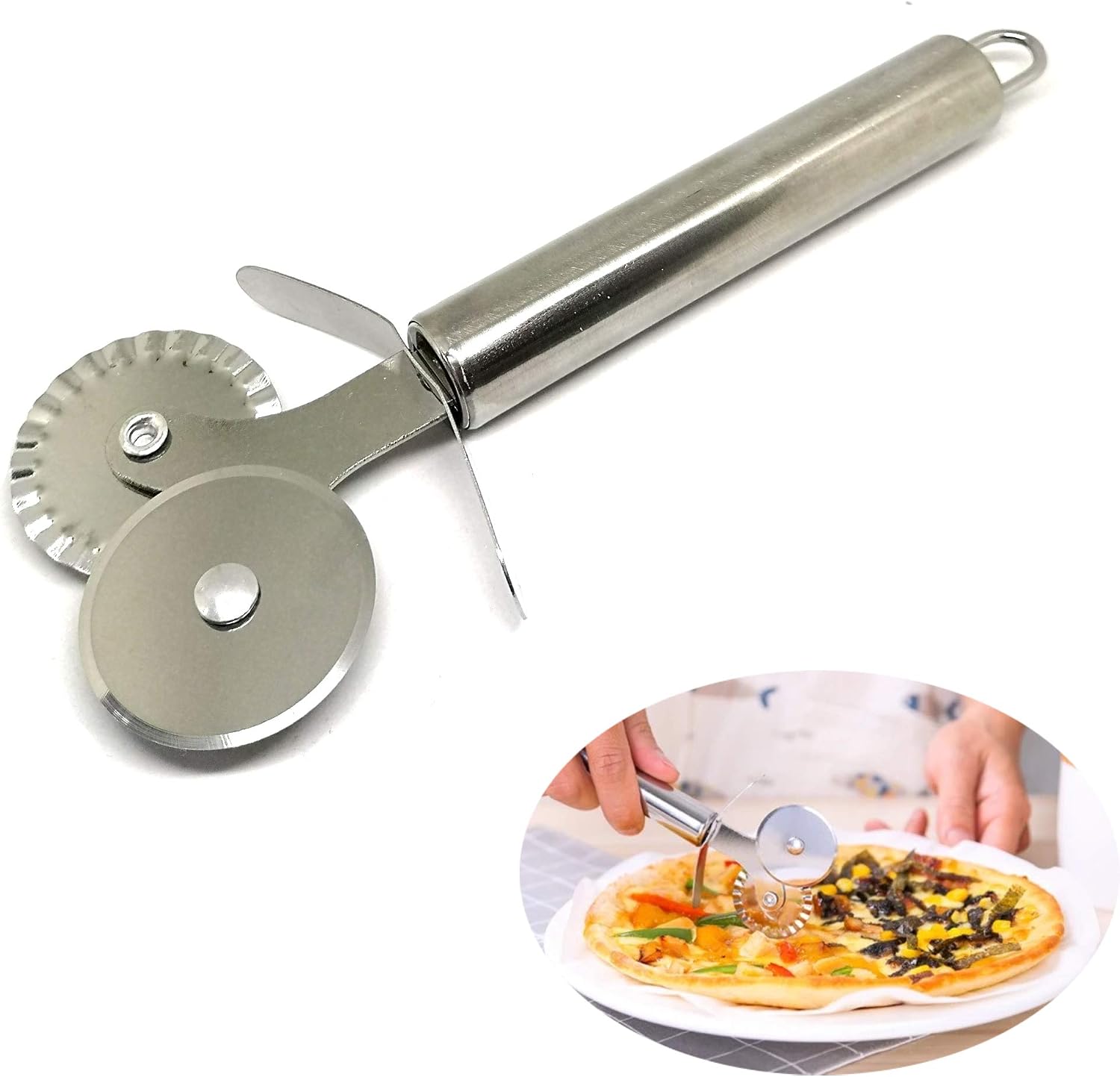 Pizza Slicer Kitchen Utensil Gadget Cooking Professional Novelty Tool Stainless Steel Pastry Cutter Round Cooking Baking Accessories BestWayDigital