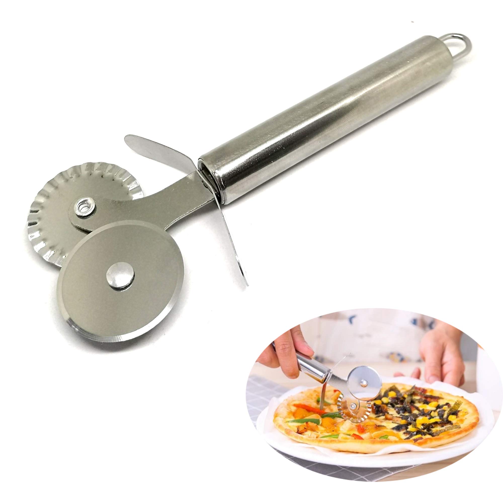 Pizza Slicer Kitchen Utensil Gadget Cooking Professional Novelty Tool Stainless Steel Pastry Cutter Round Cooking Baking Accessories BestWayDigital