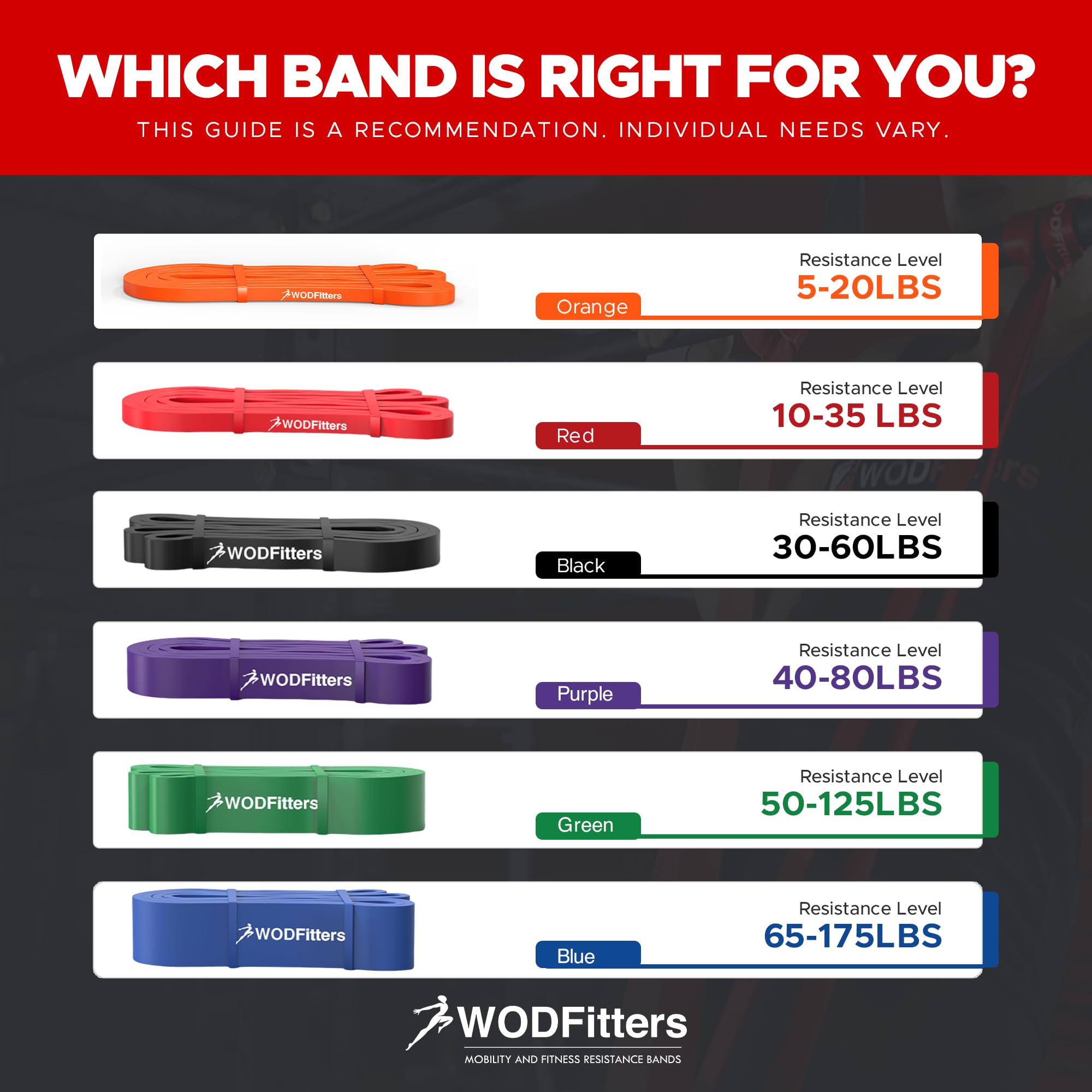 WODFitters Pull Up Assistance Band for Stretching, Mobility Workouts, Warm Up, Recovery, Powerlifting, Home Fitness and Exercise…