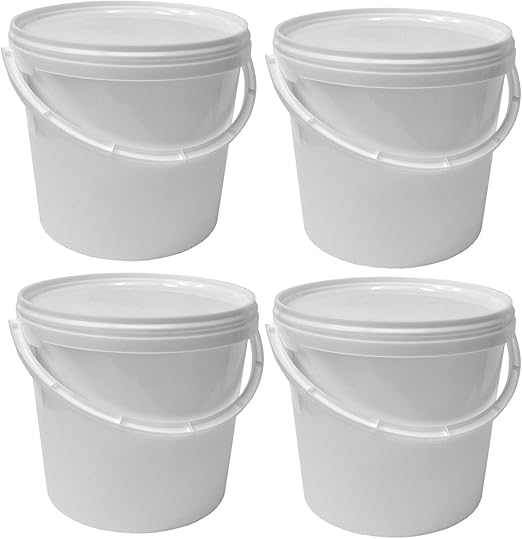 10x 5 Liter Eimer Mit Deckel Weiß - Lebensmittelechte Kunststoffeimer Mit Henkel