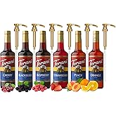 Torani Fruit Syrup Variety 6-Pack, Strawberry, Peach, Raspberry, Blackberry, Orange, and Cherry Flavoring for Drinks, Pumps Included, 25.4 Oz Ea