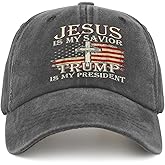 Jesus is My Savior Trump is ny President Ball caps Vintage Cotton Washed Baseball Caps Adjustable