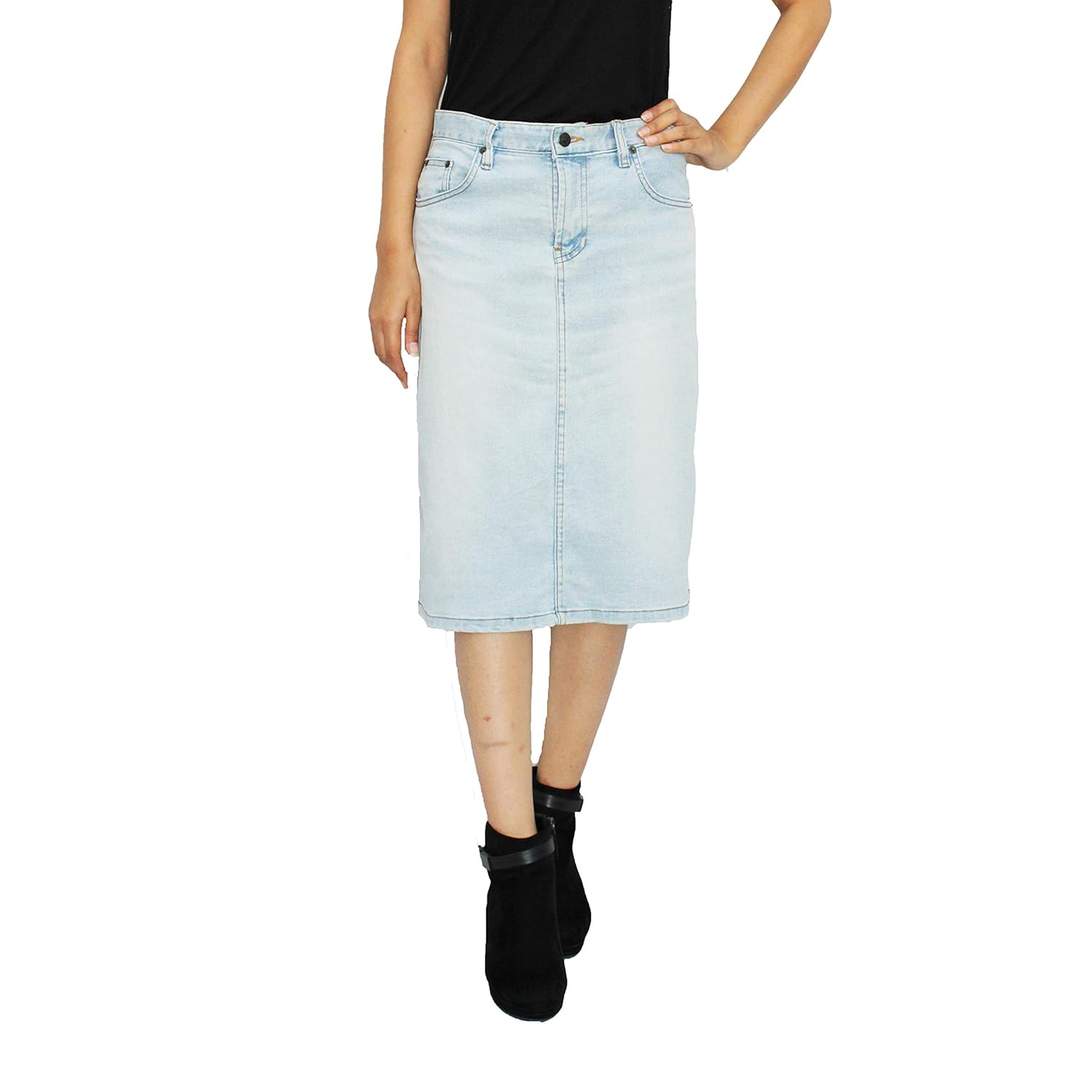 light blue jeans skirt