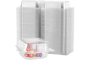 MOUYAT 200 Pack Thickened Leakproof Plastic Food Containers, 5.3 x 4.7 x 2.8 Inch Hinged Take Out Boxes with Secure Snap Clos