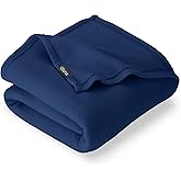 Bare Home Polar Fleece Blanket - Full/Queen - Dark Blue - Warm & Cozy - Premium Fleece - Throw for Bed, Sofa, Camping, Travel and Cold Nights - Lightweight Blanket (Full/Queen, Dark Blue)