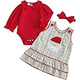 Ayalinggo Baby Girl Christmas Outfit Newborn First Xmas Romper Shirt Onesie Santa Overalls Dress Fall Winter Clothes