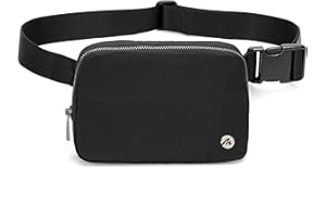 FEIBOON Belt Bag with Adjustable Strap Crossbody Waist Bag for Workout Shopping Travelling Hiking (black)