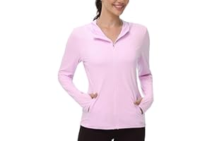isnowood Women's UPF 50+ Sun Protection Rash Guard, UV SPF Long Sleeve Zip Hoodie Jacket, Lightweight Hiking Outdoor Shirts