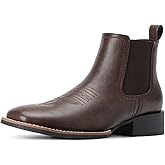 Western Cowboy Boots for Men - Mens Square Toe Chelsea Boots Ankle Cowboy Boots for Men Casual Retro Stylish Boots
