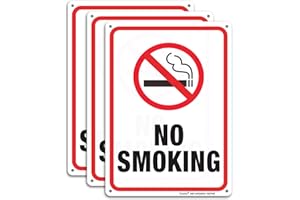 FAITTOO No Smoking Sign,3 Pack No Smoking Metal Reflective Signs - 10 x 7 Inches .040 Rust Free Heavy Duty Aluminum sign - UV Printed With Professional Graphics - Easy To Mount - Indoor & Outdoor use