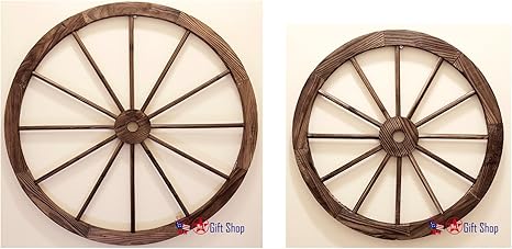 Amazon Bestgiftever木製ワゴンホイール24インチおよび32インチホーム ヤード ガーデン壁装飾 インテリア オンライン通販
