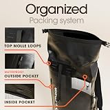 Earth Pak 35L Waterproof Backpack Roll-Top Closure Front Pocket Black view 5