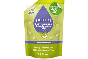 Puracy Shampoo & Body Wash for Children - Perfect Skin, Pure Ingredients - with 12 Fruit & Vegetable Extracts for Silky Smooth Skin, Gentle Lavender Chamomile, 98.8% from Mother Nature 48 fl oz