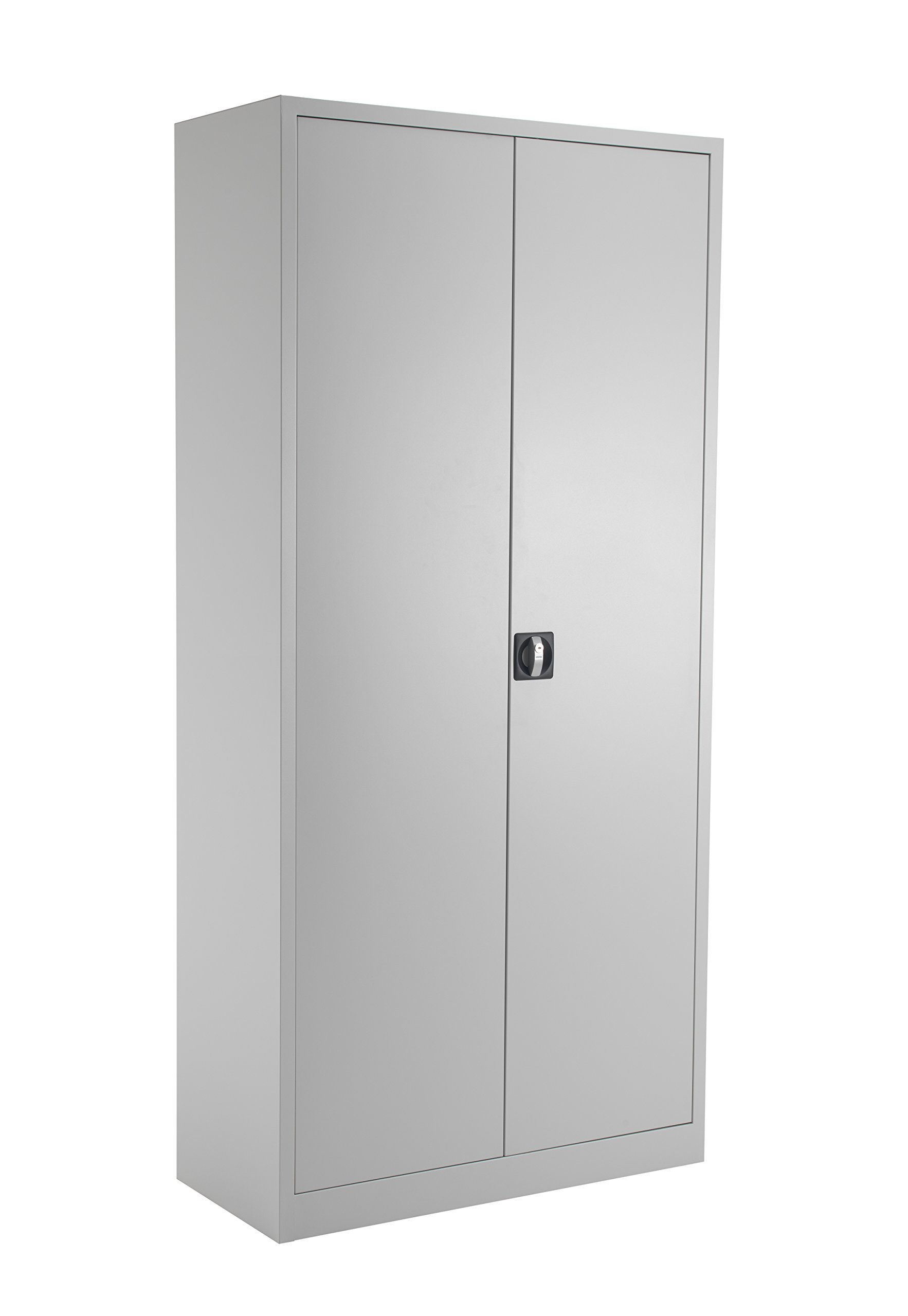 Office Hippo Steel Storage Cabinet, Lockable, Double Door, 4 Adjustable Shelves, 50kg Capacity, Grey, 195cm H, Home Office