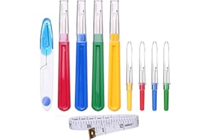 Elisel 10 PCS Assorted Color Sewing Seam Rippers and Sewing Thread Removers Kit, Hand-held Stitch Ripper Sewing Tools, with 1 Scissor and 1 Soft Tape Measure (10PCS-Ripper Set)